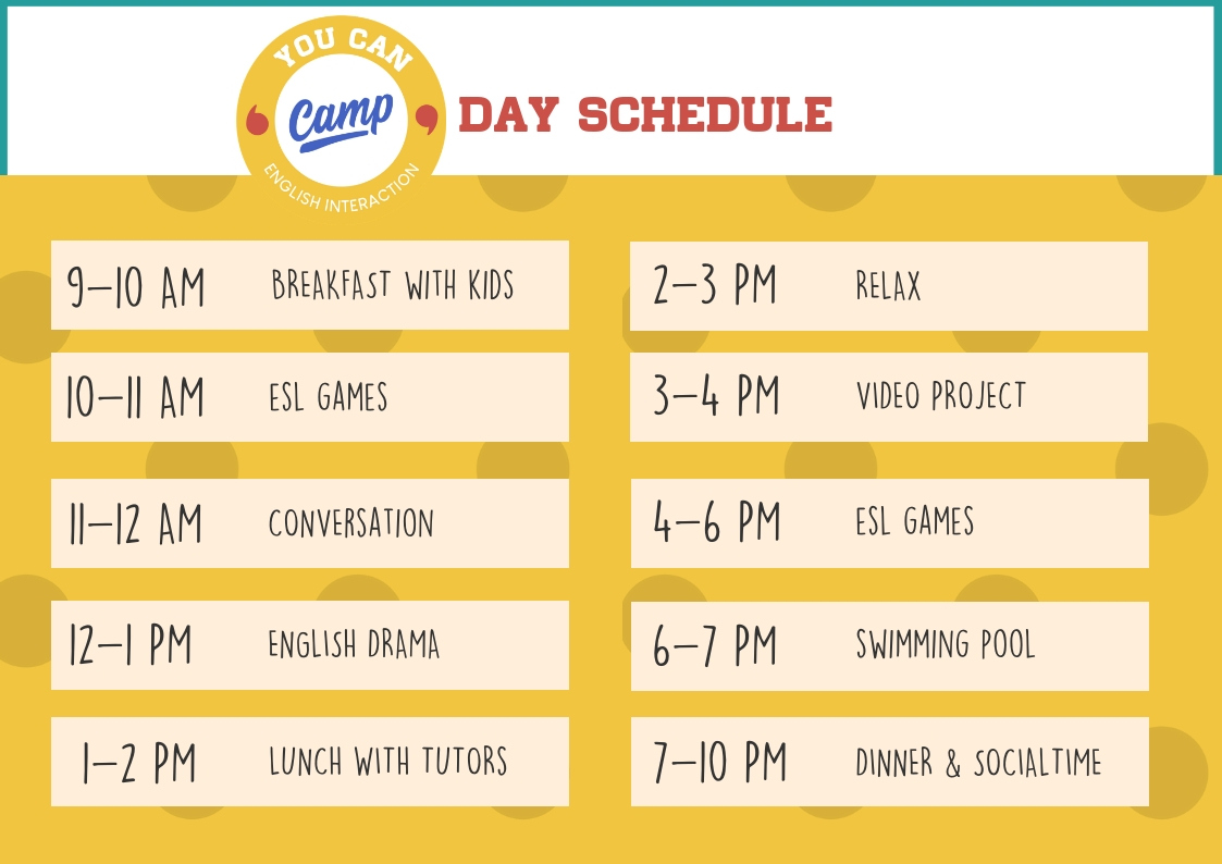 day schedule as a camp counselor